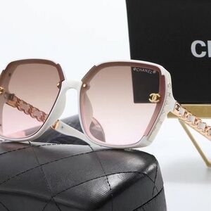 CHANEL Pink and White Sunglasses